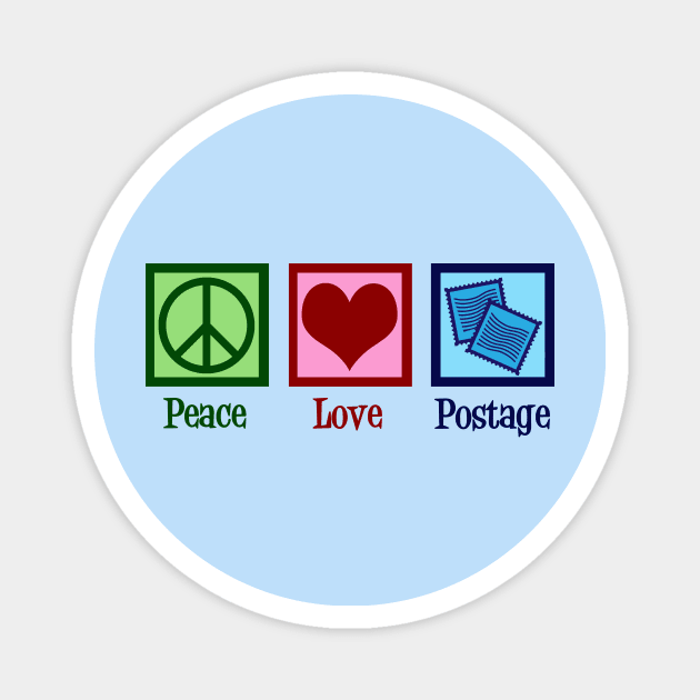 Peace Love Postage Stamps Magnet by epiclovedesigns